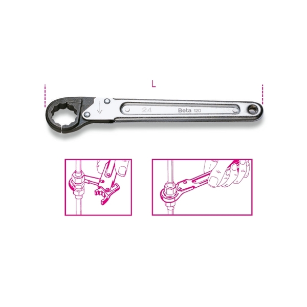 Beta Ratchet Opening Single Ended Wrench, 14mm 001200014